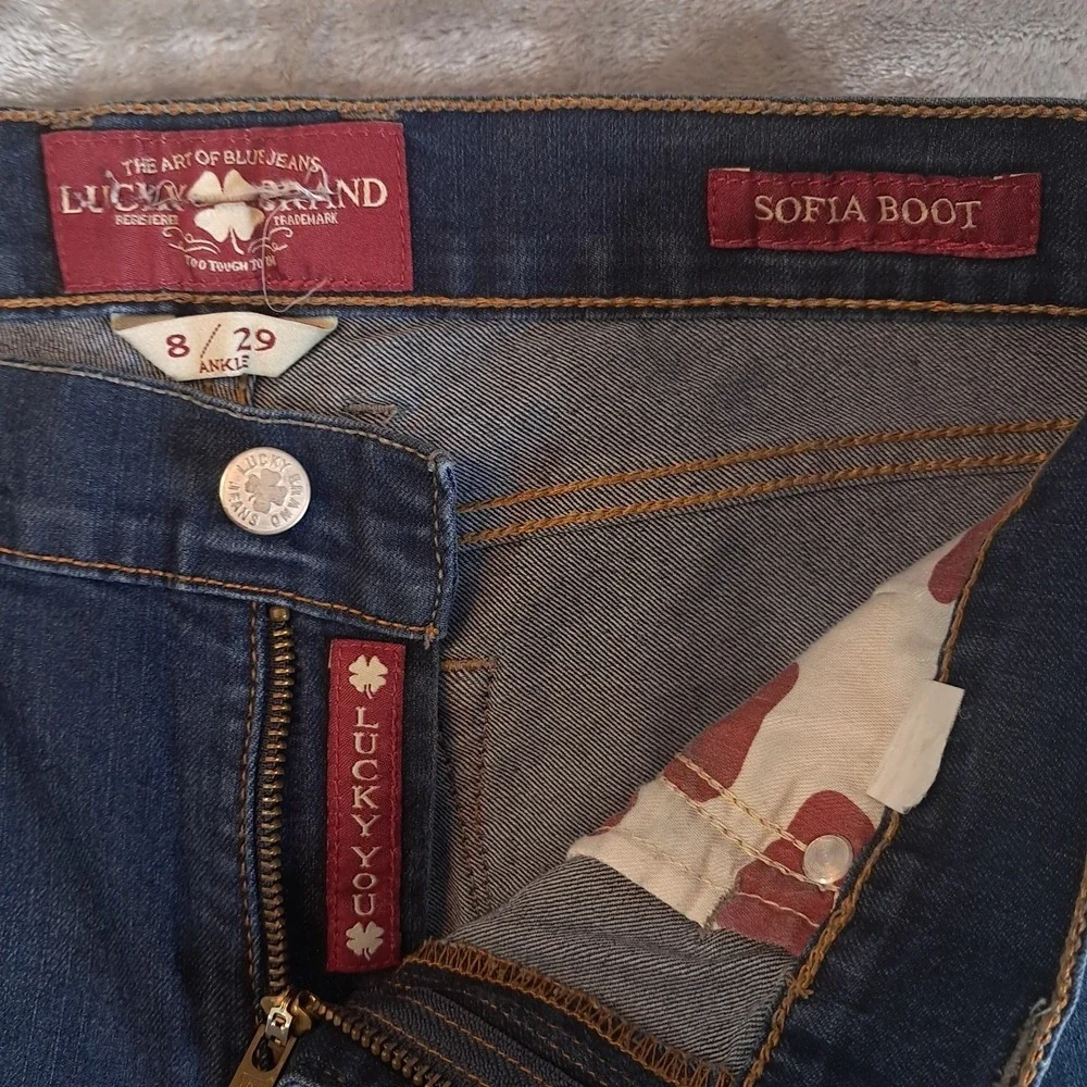 Lucky Brand Jeans‎ Womens 8/29 Ankle Sofia Boot Medium Wash Denim Cotton Spandex